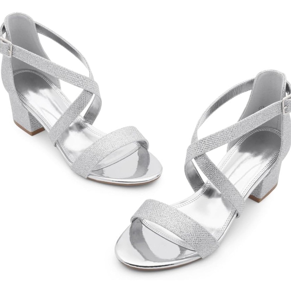 Elegant Silver Block Heel Sandals - Picture 4 of 4